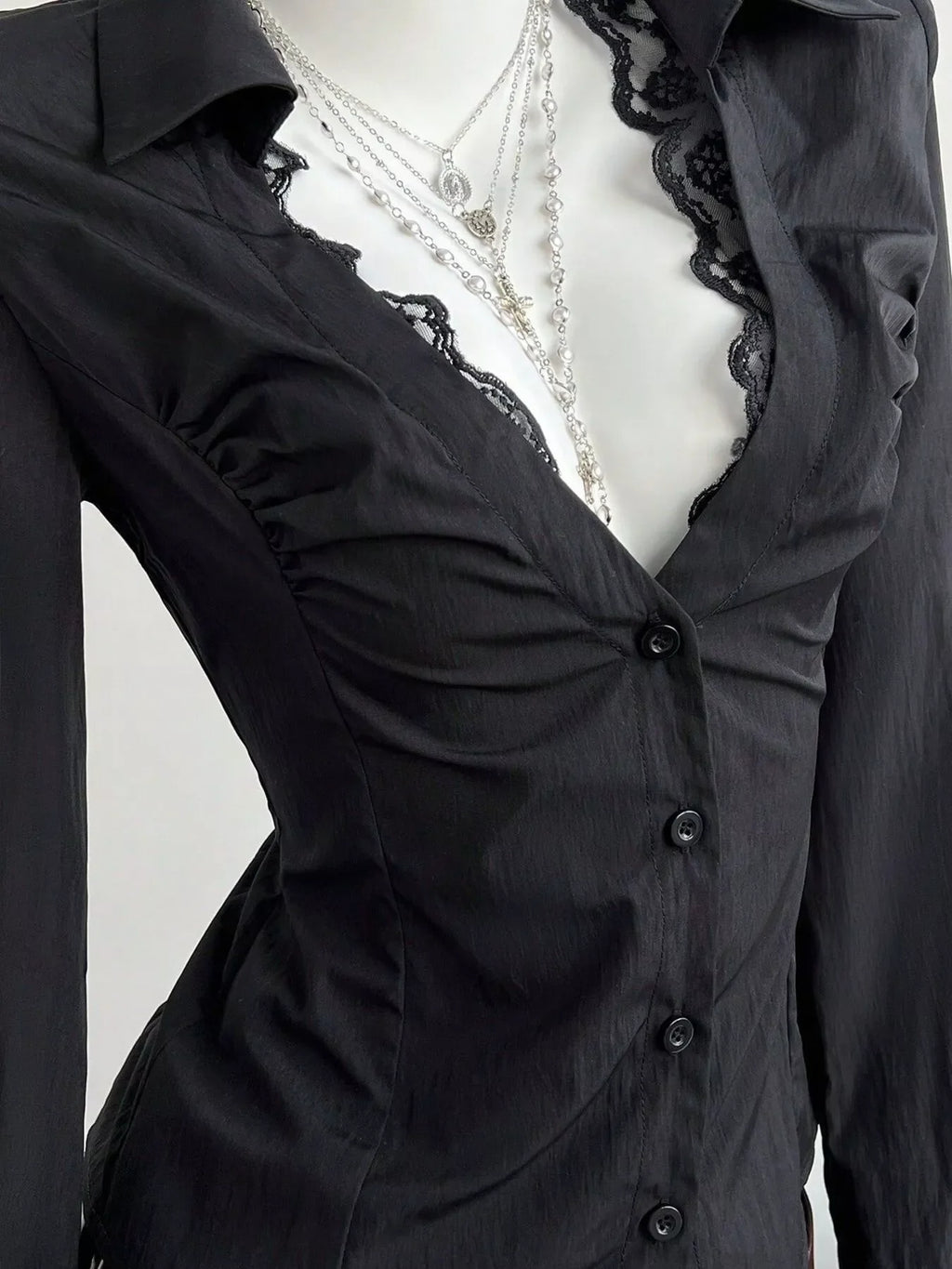 Y2K Lace button Shirt