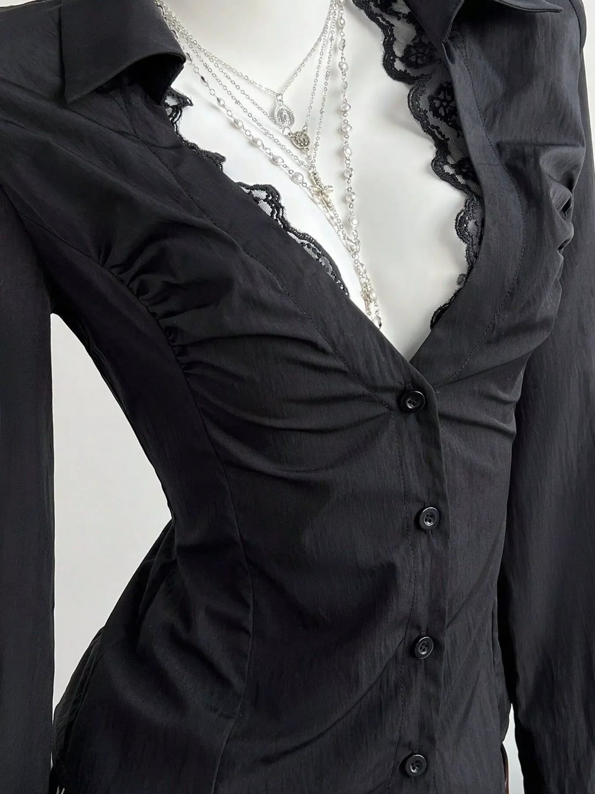 Y2K Lace button Shirt
