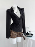 Y2K Lace button Shirt