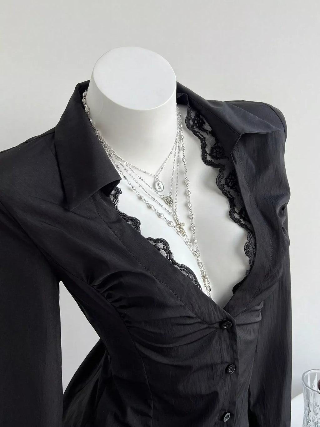 Y2K Lace button Shirt