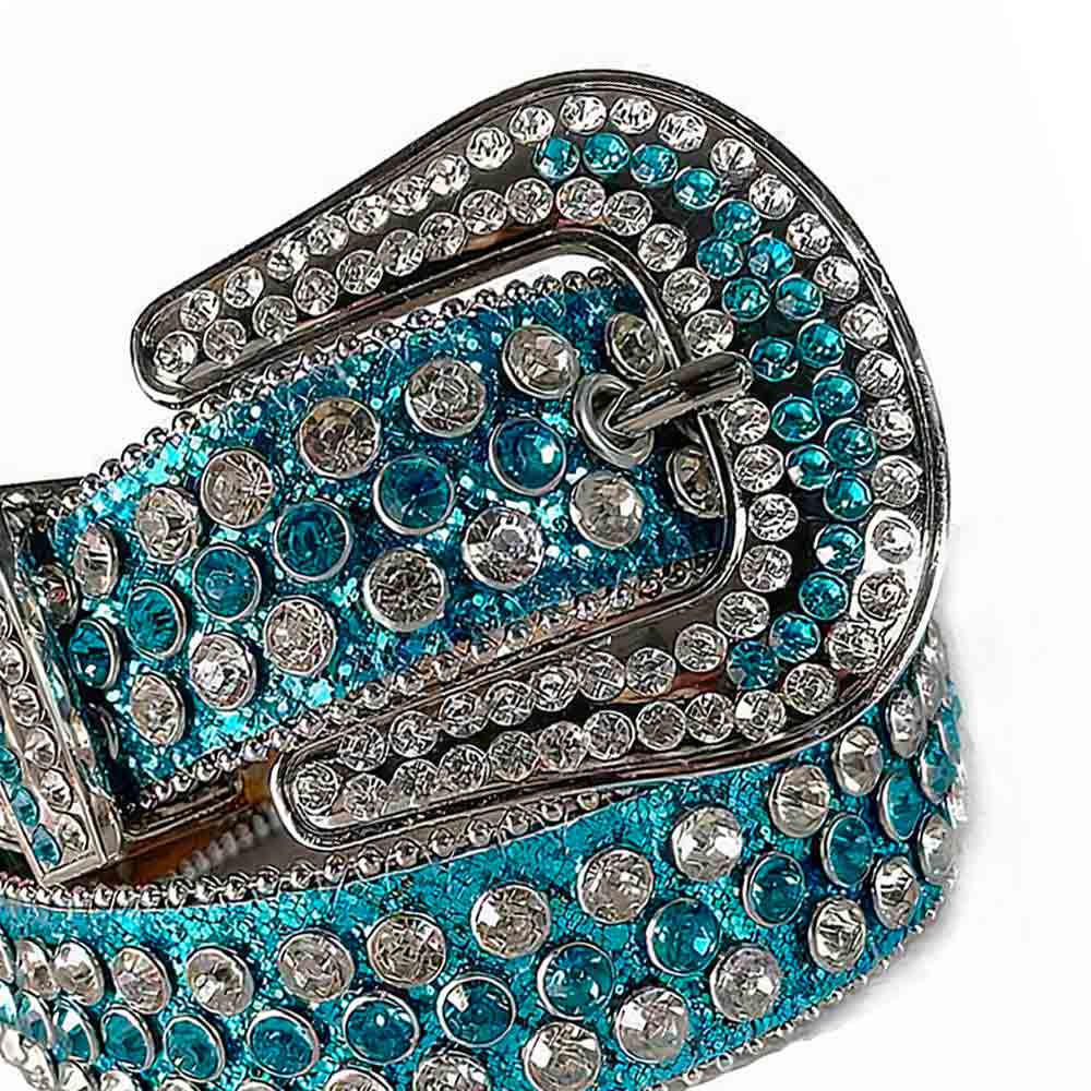 Y2K Turquoise, White & Aqua Blue Studded Rhinestone Belt