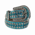 Y2K Turquoise, White & Aqua Blue Studded Rhinestone Belt