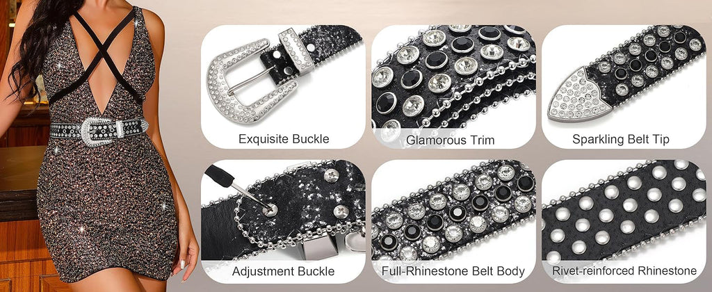 Y2K Studded Rhinestone BB Belt