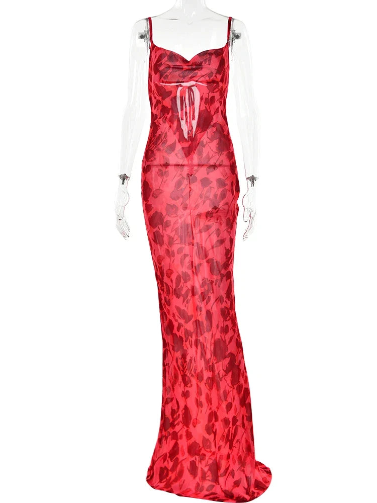 Y2K Leopard Print Long Dress Lace Up