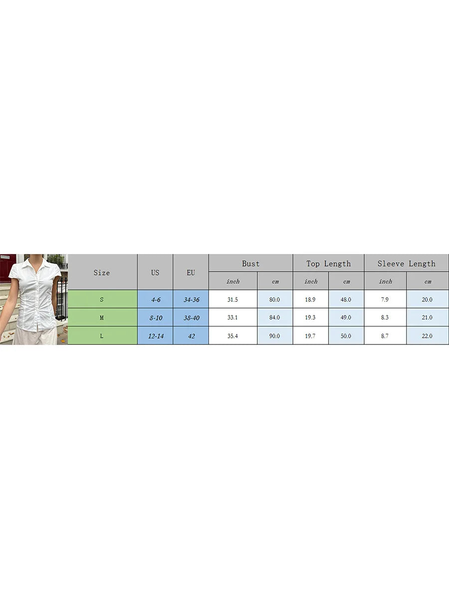 Y2K Short Sleeve Slim Fit Blouses