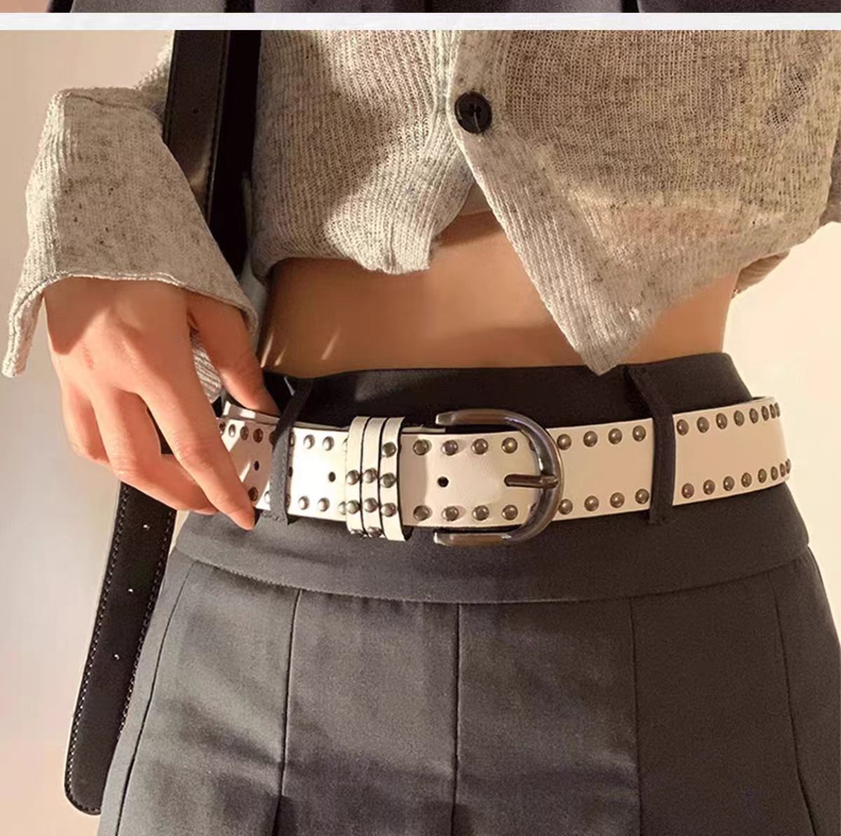 Y2k Punk-style Pin-buckle Studded Belt